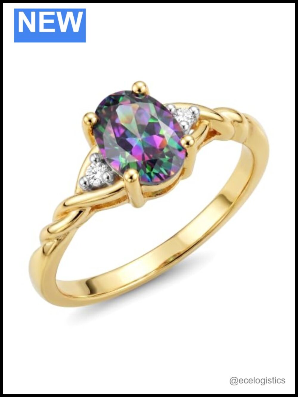 Yellow Gold Plated Silver Alexandrite Ring Oval Lab Diamond Birthstone